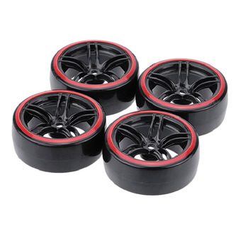 Double Hard Drift Tires & Plastic Wheel Rim For 1/10 Electric On-Road Drift Car