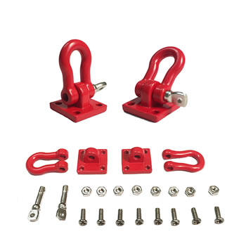 Metal Red Trailer Hook & Buckle For 1/10 SCX10 CC01 D90 Rock Crawler